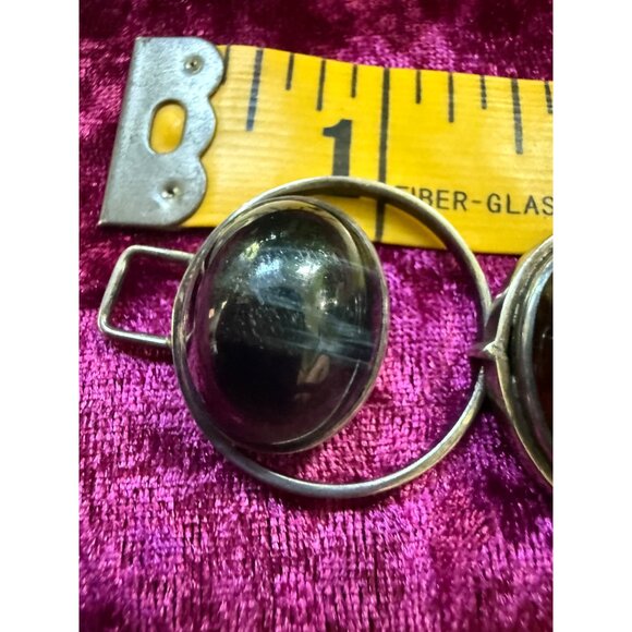 Vtg  Silver Bracelet  Regular, Black, Iron Tigers Eye Signed - Picture 10 of 12